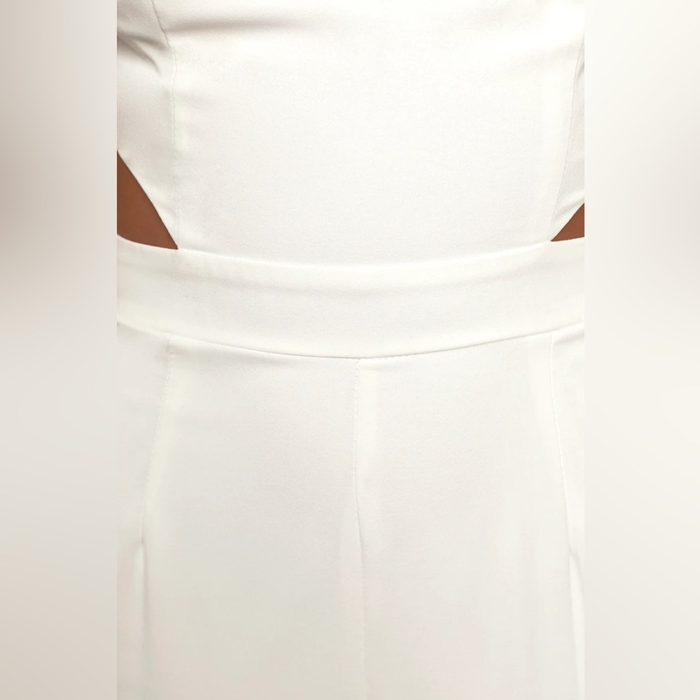 New Lulus Moments to Remember White Sleeveless Wide Leg Cutout Jumpsuit L-XL - Picture 5 of 6